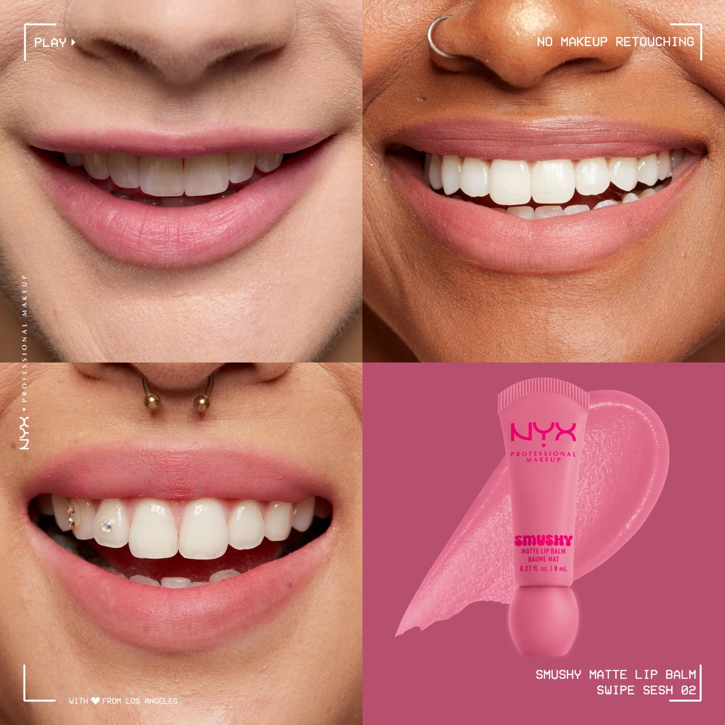 NYX Professional Makeup Smushy Matte Lip Balm, Swipe Sesh, Light Dusty Rose, 0.27 fl oz