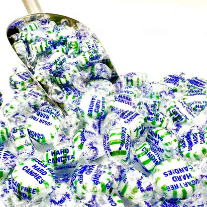 Sugar Free Spearmint Starlight Hard Candy - 1 Pound Bulk Bag (About 85 Pieces) - Keto Friendly Sugar Free Mints Individually Wrapped - Holiday Spearmint Mints - Delicious Sugar Free