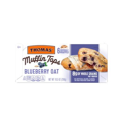 Thomas' Blueberry Oat Muffin Tops, 6 packs, Blueberry Muffin Tops, 10.5 oz Box