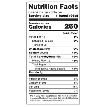 Great Value Pre-Sliced Cinnamon Raisin Bagels, 20 oz, 6 Count