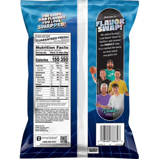 Ruffles Potato Chips, Doritos Cool Ranch Flavor Snack Chips, 2.25 oz Bag