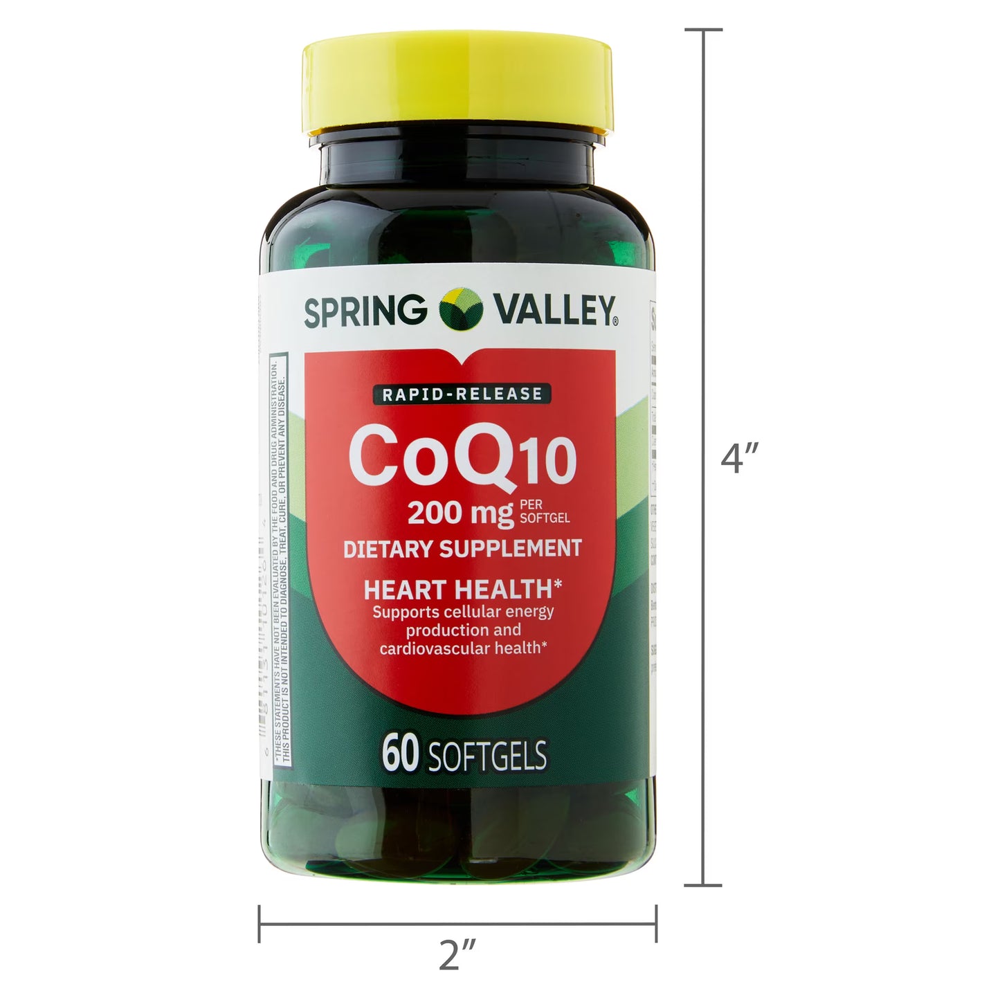 Spring Valley Rapid-Release CoQ10 Dietary Supplement Softgels for Heart Health, 200 mg, 60 Count