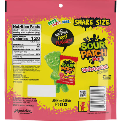 SOUR PATCH KIDS Watermelon Soft & Chewy Gummy Candy, Share Size, 12 oz