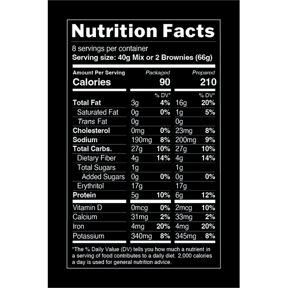 TruEats Brownie Mix: Low Glycemic, Protein & Fiber Rich, Gluten Free, Grain Free, Dairy Free, Diabetic Friendly, Vegan Friendly, Plant Based, Sweetened with Monk Fruit Sweetener