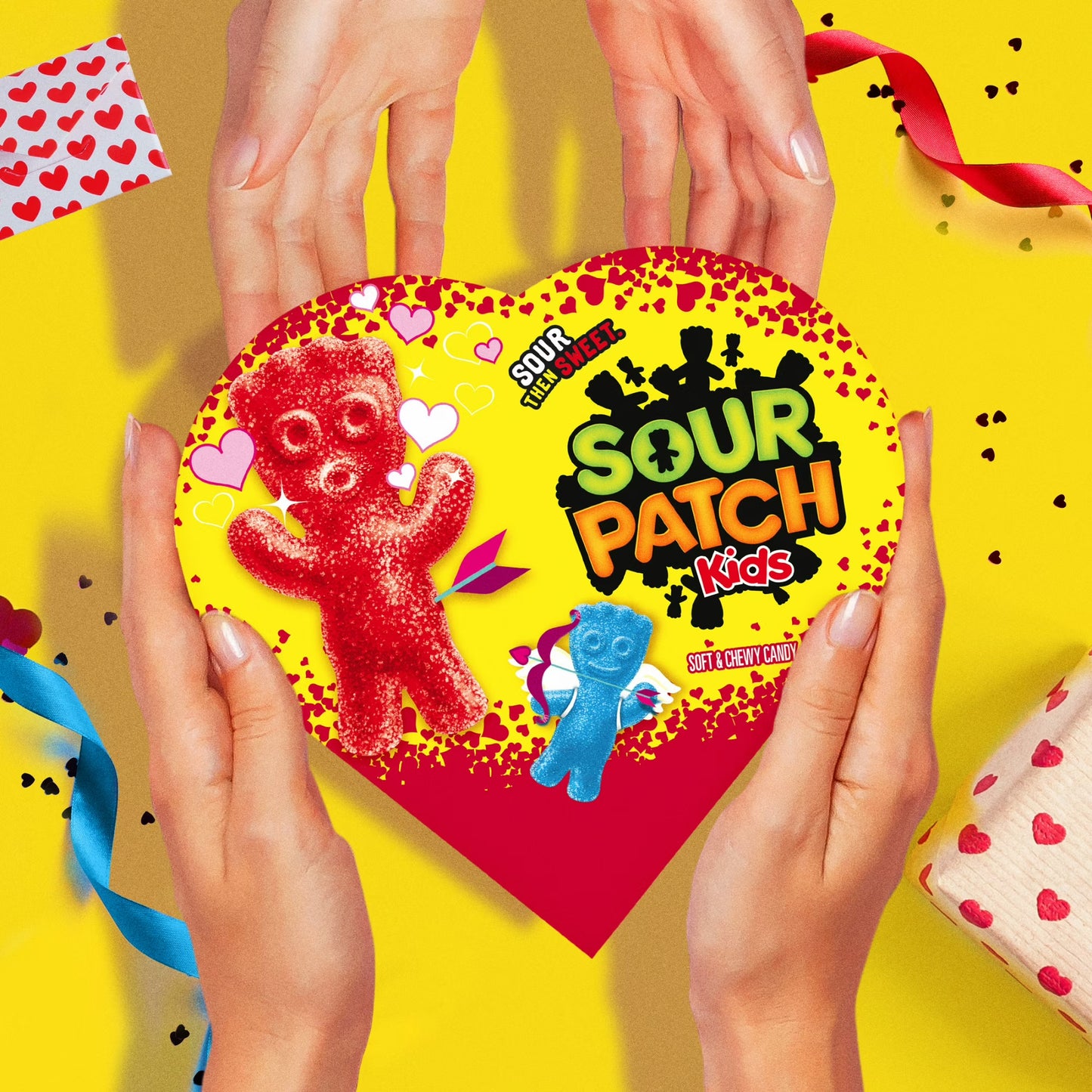 SOUR PATCH KIDS Soft & Chewy Valentines Day Candy, 6.8 oz Heart Shaped Box