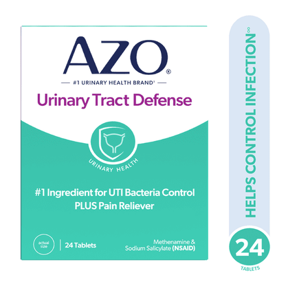 (3 pack) AZO Urinary Tract Defense Tablets, Antibacterial Protection & Pain Relief for UTI Infection Control, FSA/HSA Eligible, 24 Count