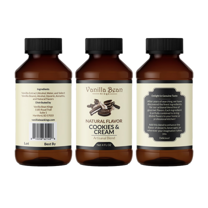 Cookies & Cream Extract for Baking and Flavoring - 4 OZ - Natural Flavors for Baked Goods, Desserts, & Cooking