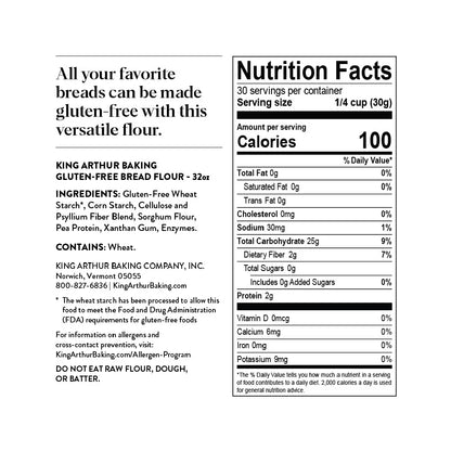 King Arthur Baking Company Certified Gluten-Free, 1:1 Flour Replacement Bread Flour, 2 lb Bag