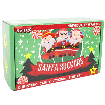 Christmas Santa Suckers, Holiday Stocking Stuffers, 12 Count Box, 9.6 Ounces