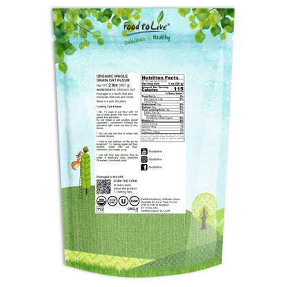 Food to Live Organic Oat Flour, 4 Pounds – Non-GMO, Fine, Kosher, Vegan, Bulk