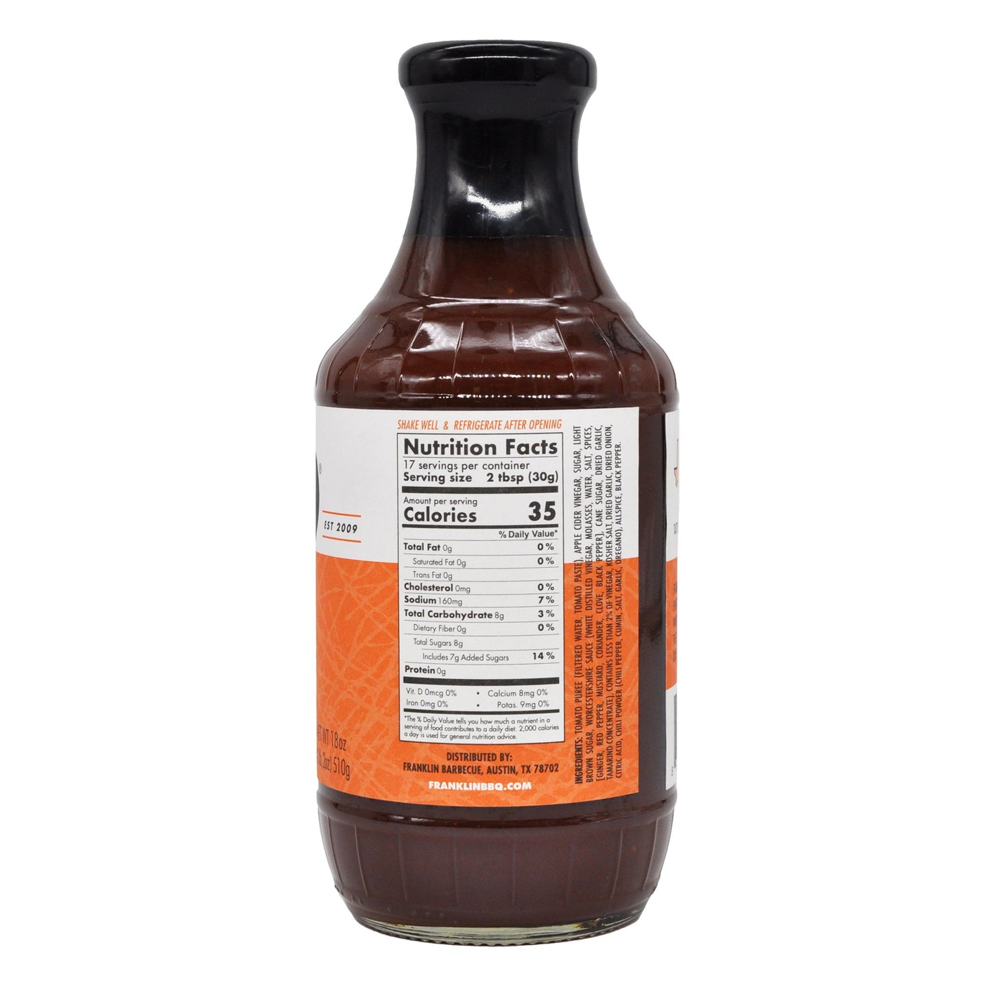 Franklin Barbecue Original Texas BBQ Sauce, 18 oz, Gluten-Free, No Artificial Flavors