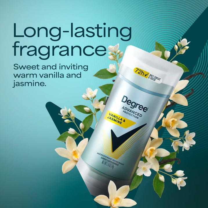 Dove Advanced Protection Antiperspirant Deodorant For 72-Hour Sweat & Odor Control For Women, Vanilla & Jasmine With Body Heat Activated Technology, 2.6 oz