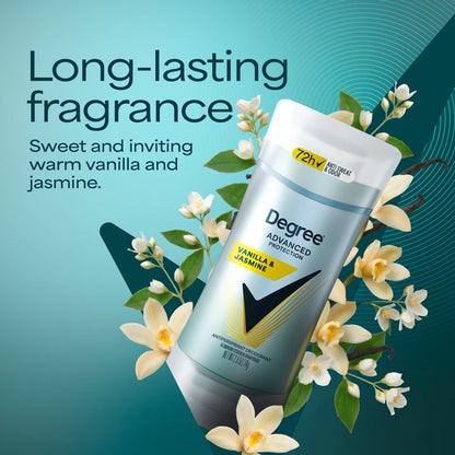 Dove Advanced Protection Antiperspirant Deodorant For 72-Hour Sweat & Odor Control For Women, Vanilla & Jasmine With Body Heat Activated Technology, 2.6 oz