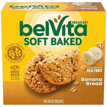 (3 pack) belVita Soft Baked Breakfast Bars, Banana Bread, 5 Packs (1 Biscuit Per Pack)