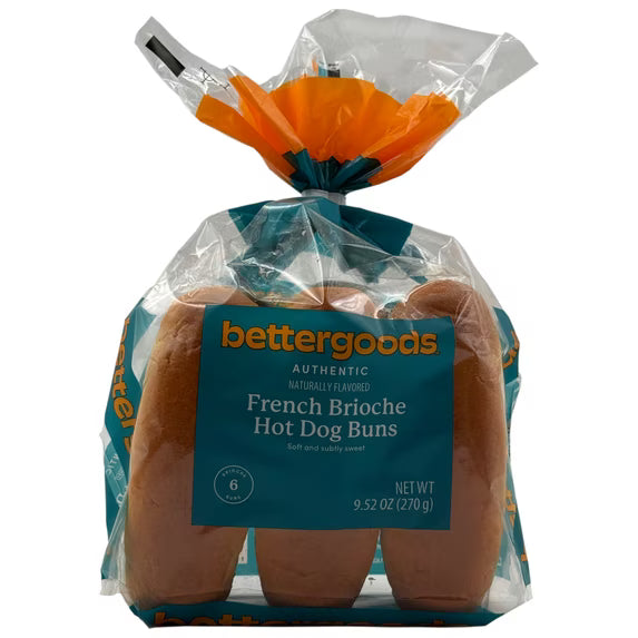 bettergoods French Brioche Hot Dog Buns, 9.52 oz., 6 Count, Shelf-Stable