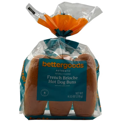 bettergoods French Brioche Hot Dog Buns, 9.52 oz., 6 Count, Shelf-Stable