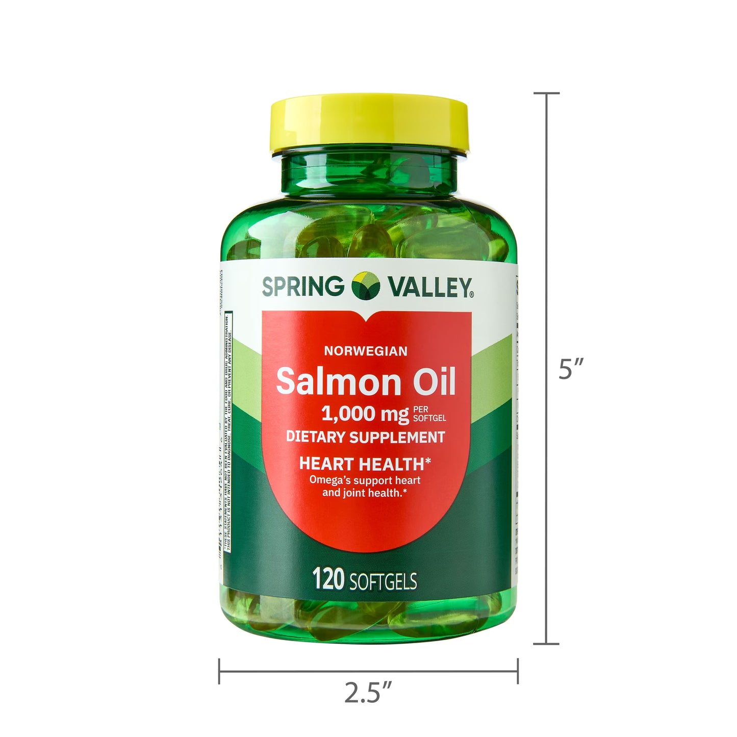 (2 pack) Spring Valley Norwegian Salmon Dietary Supplement Softgels for Heart Health, 1000 mg, 120 Count