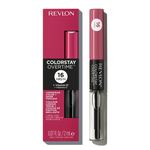 Revlon ColorStay Overtime Longwearing Gloss Lipstick with Vitamin E, 220 Unlimited Mulberry, 0.07 fl oz