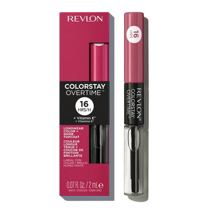 Revlon ColorStay Overtime Longwearing Gloss Lipstick with Vitamin E, 220 Unlimited Mulberry, 0.07 fl oz