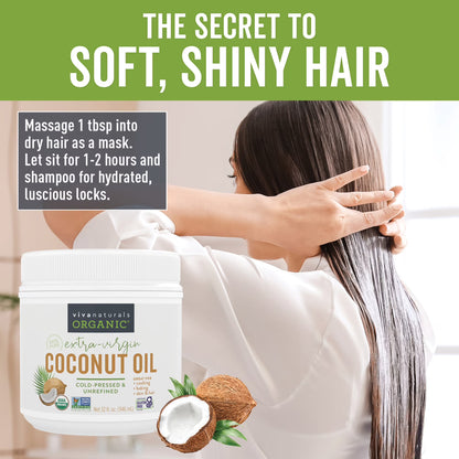 Viva Naturals Organic Extra Virgin Coconut Oil, 32 fl oz (946 ml)