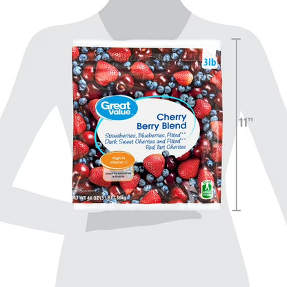 Great Value Cherry Berry Blend, 48 oz (Frozen) in Resealable Bag, Traces of Milk