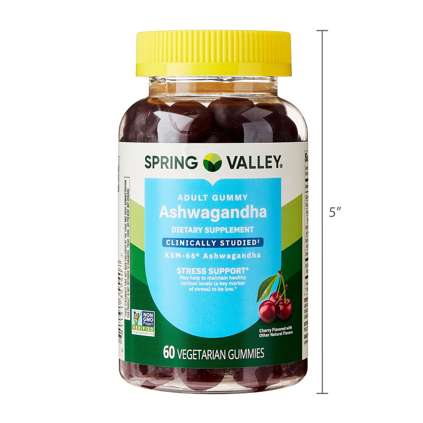 (3 pack) Spring Valley Ashwagandha Vegetarian Gummies for Stress Support Dietary Supplement, Cherry Flavor, 60 Count