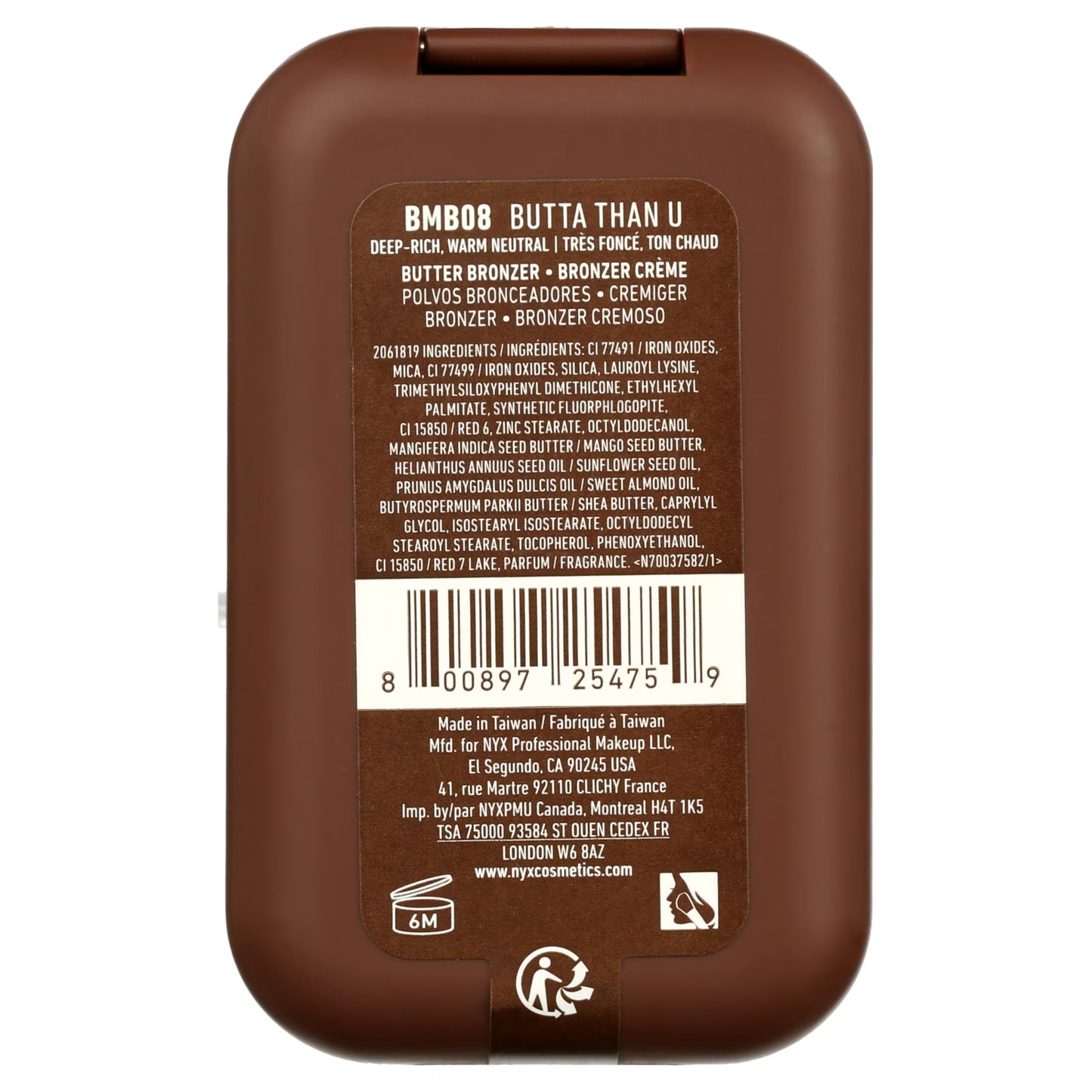 NYX Professional Makeup Buttermelt Powder Bronzer, Butta than U, 0.17 oz