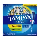 Tampax Pearl Tampons Duo Multipack with LeakGuard Braid, Regular/Super Absorbency, 34 Count