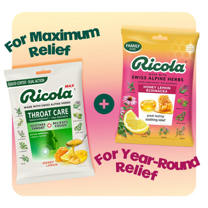 Ricola Honey Lemon with Echinacea Cough Drops for Sore Throat and Cough Relief, 19 Count