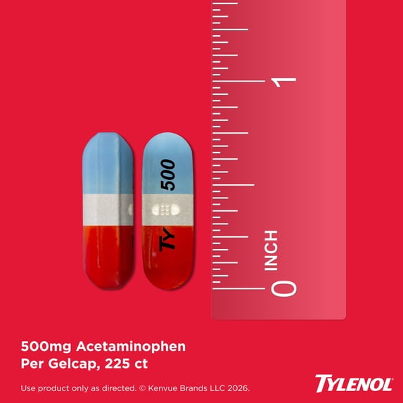 Tylenol Rapid Release Extra Strength Gelcaps, Acetaminophen 500 mg, Strong, Fast, 225 Count Size