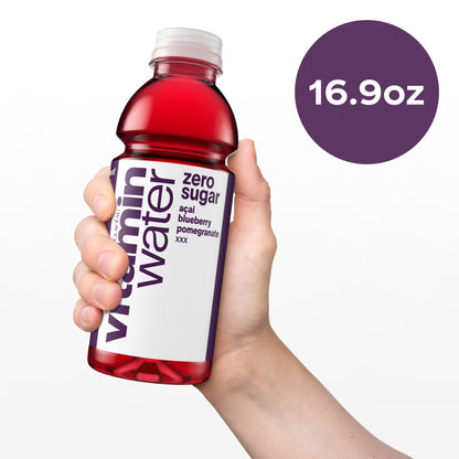 vitaminwater XXX Zero Sugar Acai-Blueberry-Pomegranate Water Beverage Bottles, 16.9 fl oz, 6 Pack