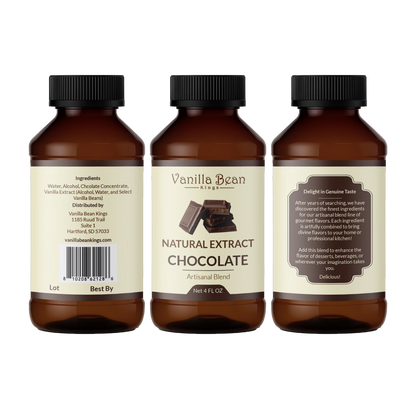 Pure Chocolate Extract for Baking and Flavoring - 4 OZ - Natural Flavors for Baked Goods, Desserts, & Cooking