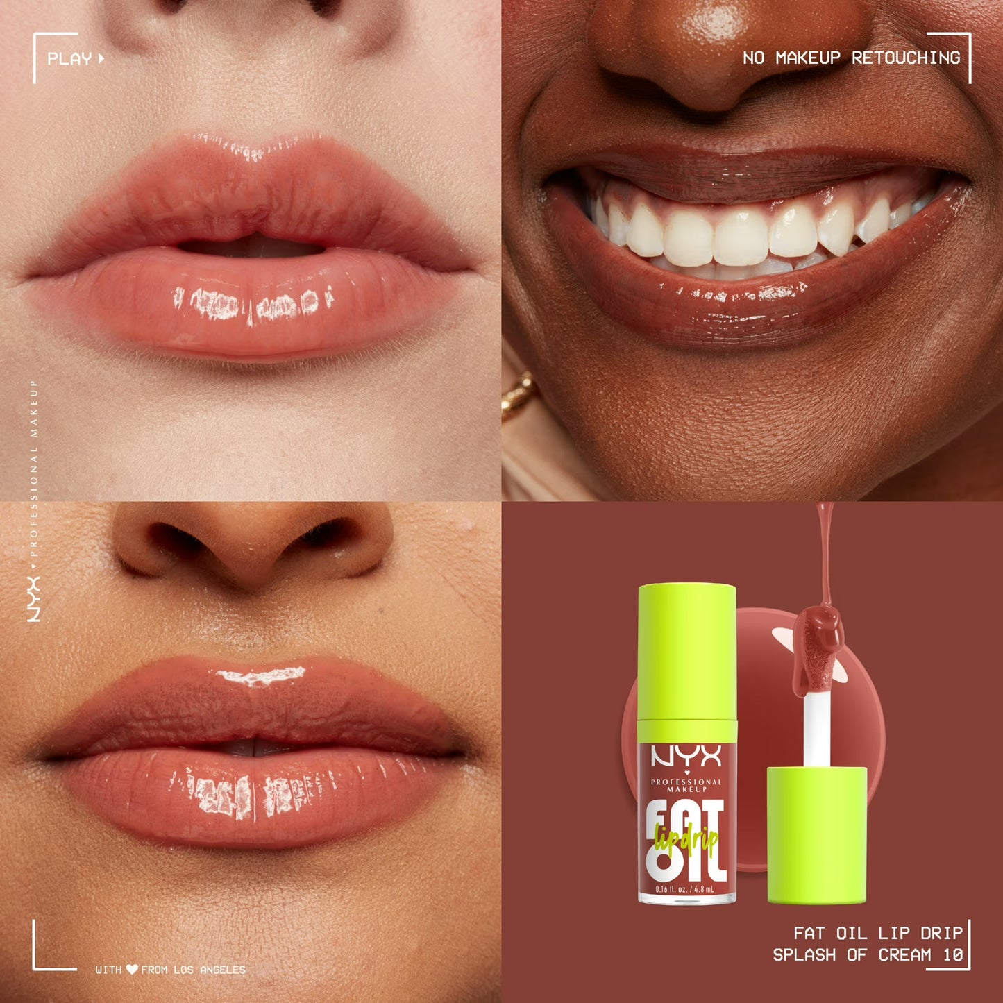 NYX Professional Makeup Fat Oil Lip Drip Hydrating Lip Gloss with Oil Blend, Splash of Cream, 0.16 fl oz