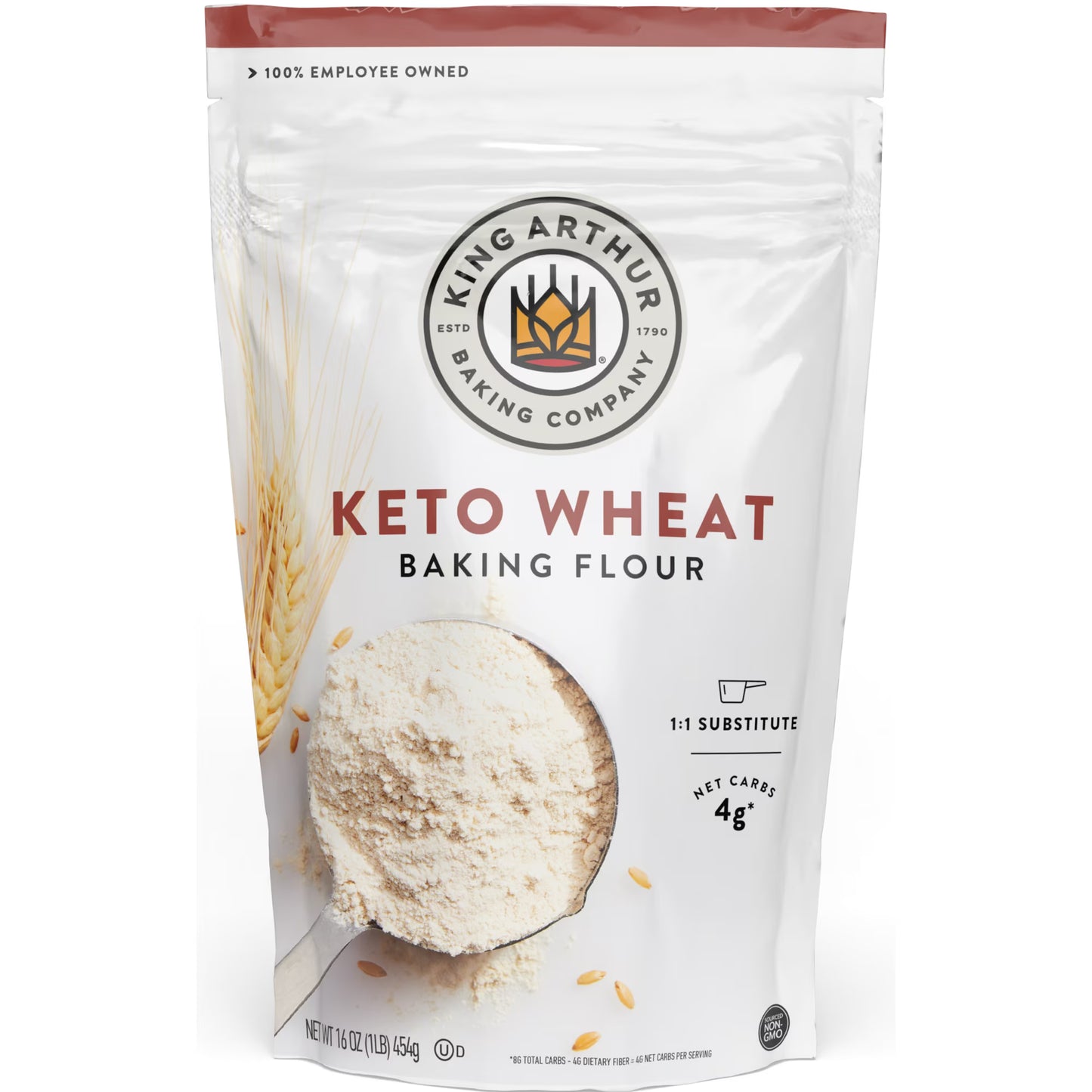(2 pack) King Arthur Baking Company Sourced Non-GMO, 1-to-1 All Purpose Flour Substitute, Keto Wheat Baking Flour, 16 oz