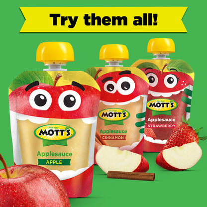 Mott's Cinnamon Applesauce, 3.2 oz, 20 Count Clear Pouches