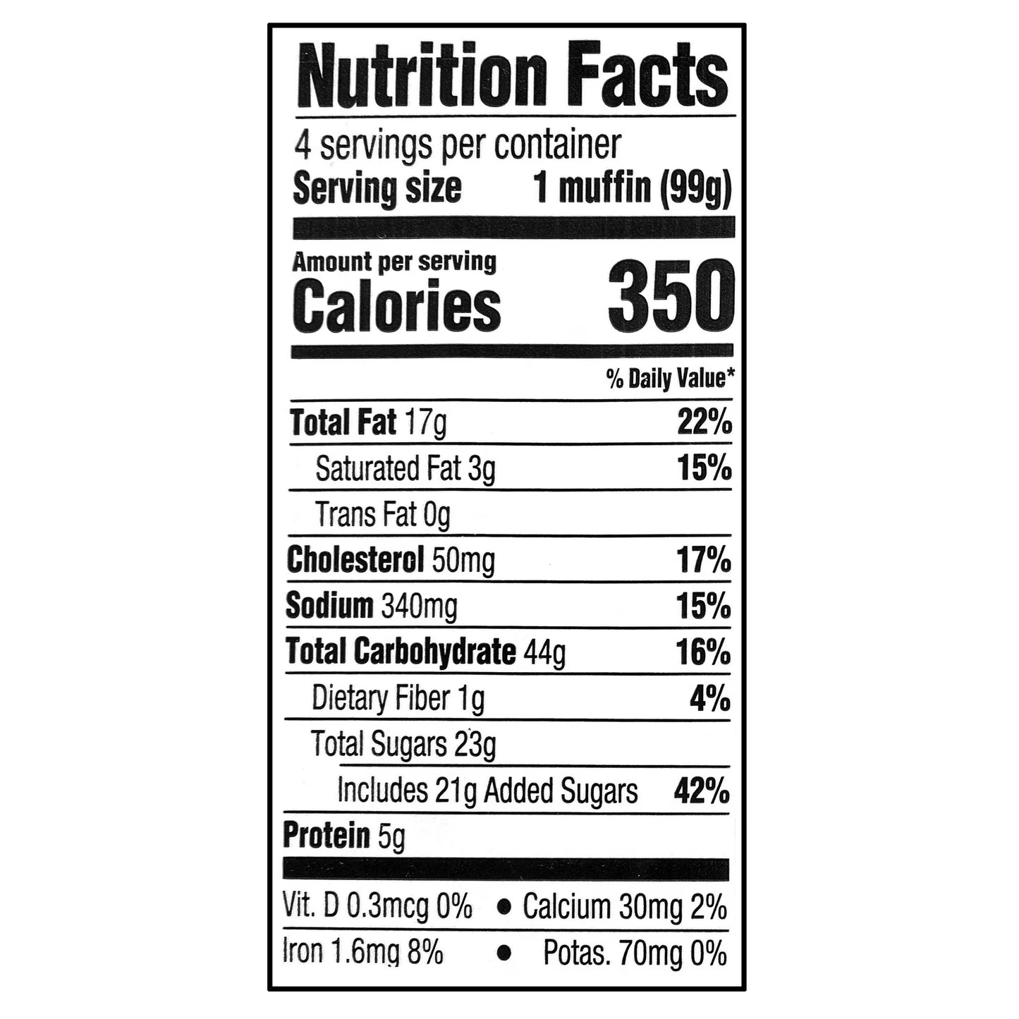 Marketside Baked Blueberry Muffins, 14 oz, 4 Count, Kosher Dairy