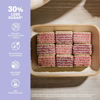 Loacker Quadratini Blueberry-Yogurt, Cream-Filled Bite-Size Wafer Cookies, 7.76 oz, Pack of 6