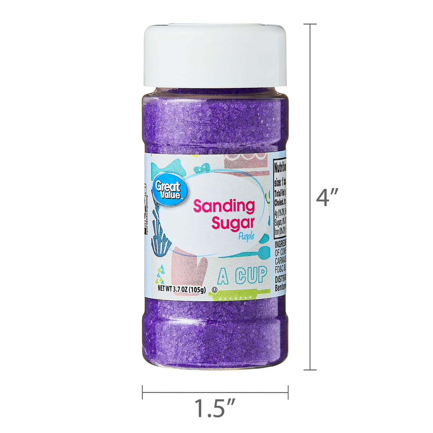 Great Value Purple Sanding Sugar for Desserts, 3.7 oz
