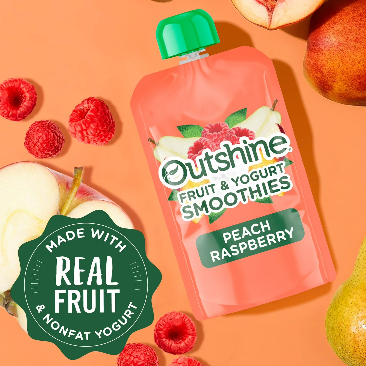 (3 pack) Outshine Fruit and Yogurt On the Go Smoothie Snacks, Peach Raspberry, 3.5 oz Pouches (4 Pack)