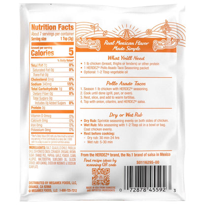 HERDEZ Pollo Asado Taco Seasoning Mild, Taco Seasoning with Mild Chiles & Spices, 0.78oz Packet