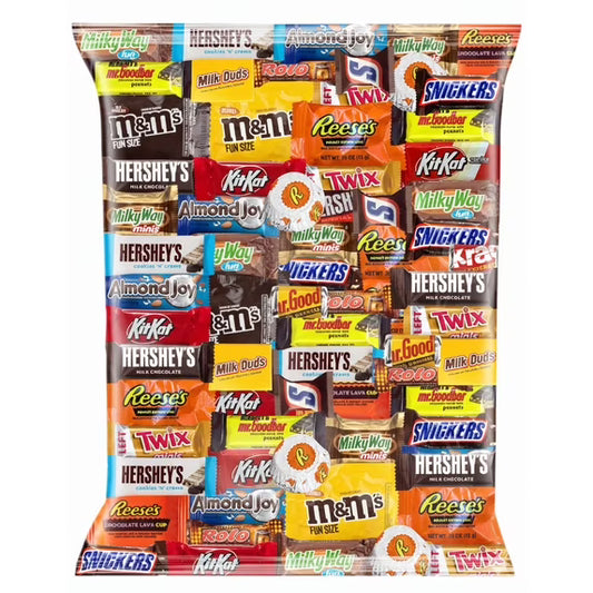 Assorted Chocolate Candy Variety Pack - 2 lb Bulk Chocolate Mix - Individually Wrapped Milk Chocolate Mini Bars - Fun Size Party Candy