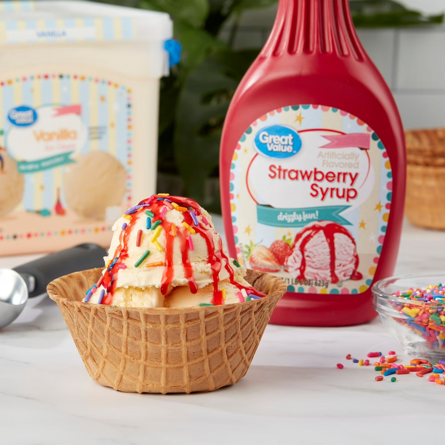 Great Value Strawberry Syrup, Value Size, 44 oz