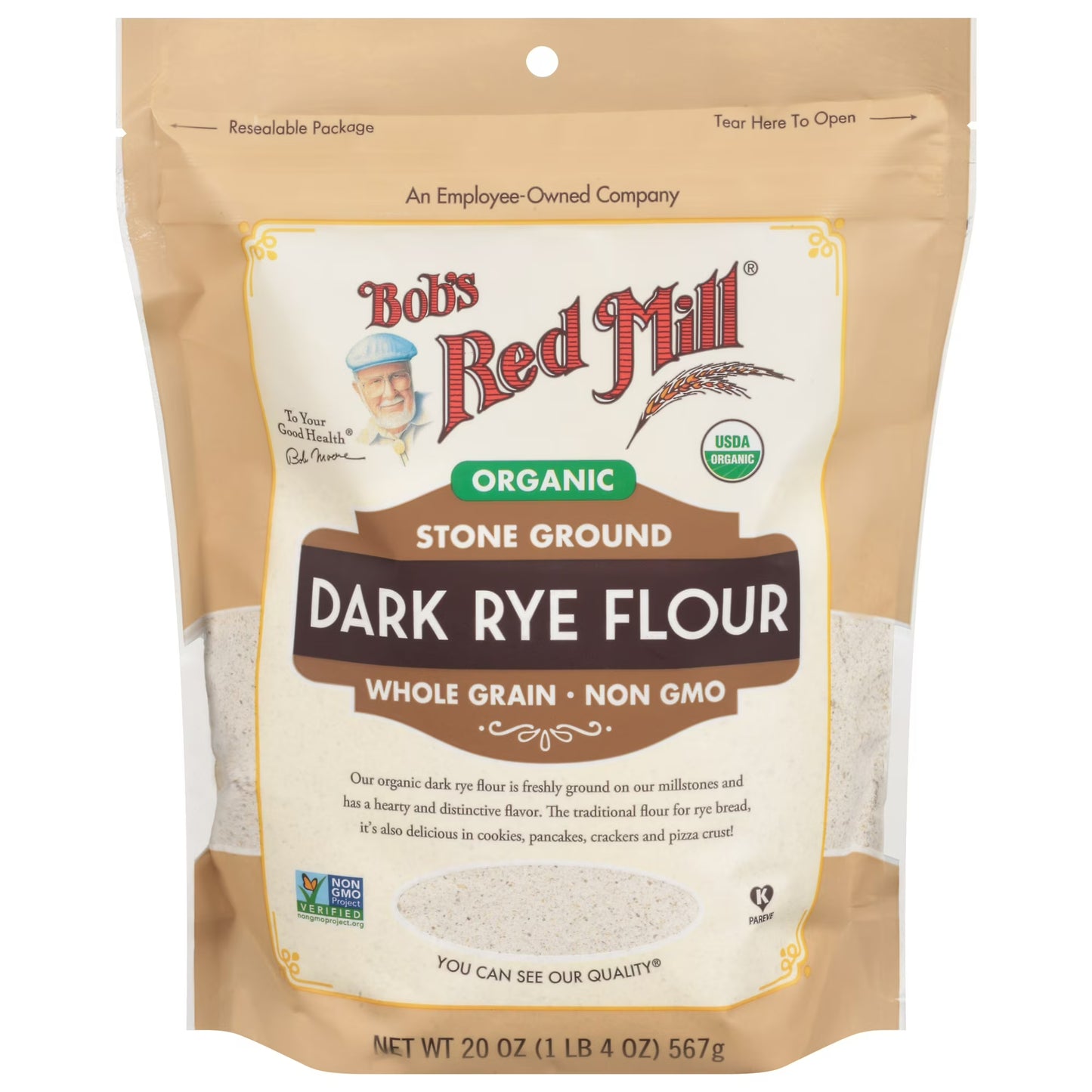 Bob's Red Mill Organic Dark Rye Flour, 20 oz Bag