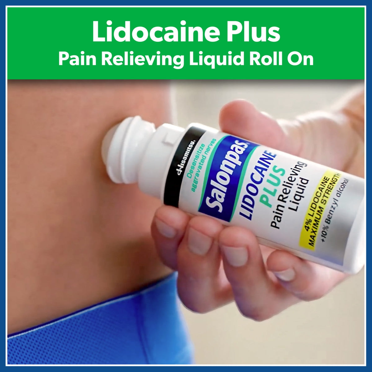 Salonpas Lidocaine Plus Pain Relieving No-Mess Roll On Liquid, 3 fluid oz