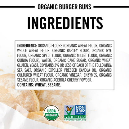 Dave's Killer Bread Burger Buns Done Right, Organic Hamburger Buns, 8 Ct, 17.6 oz, Shelf-Stable