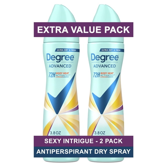 Degree Advanced Long Lasting Antiperspirant Deodorant Dry Spray Twin Pack, Sexy Intrigue, 3.8 oz