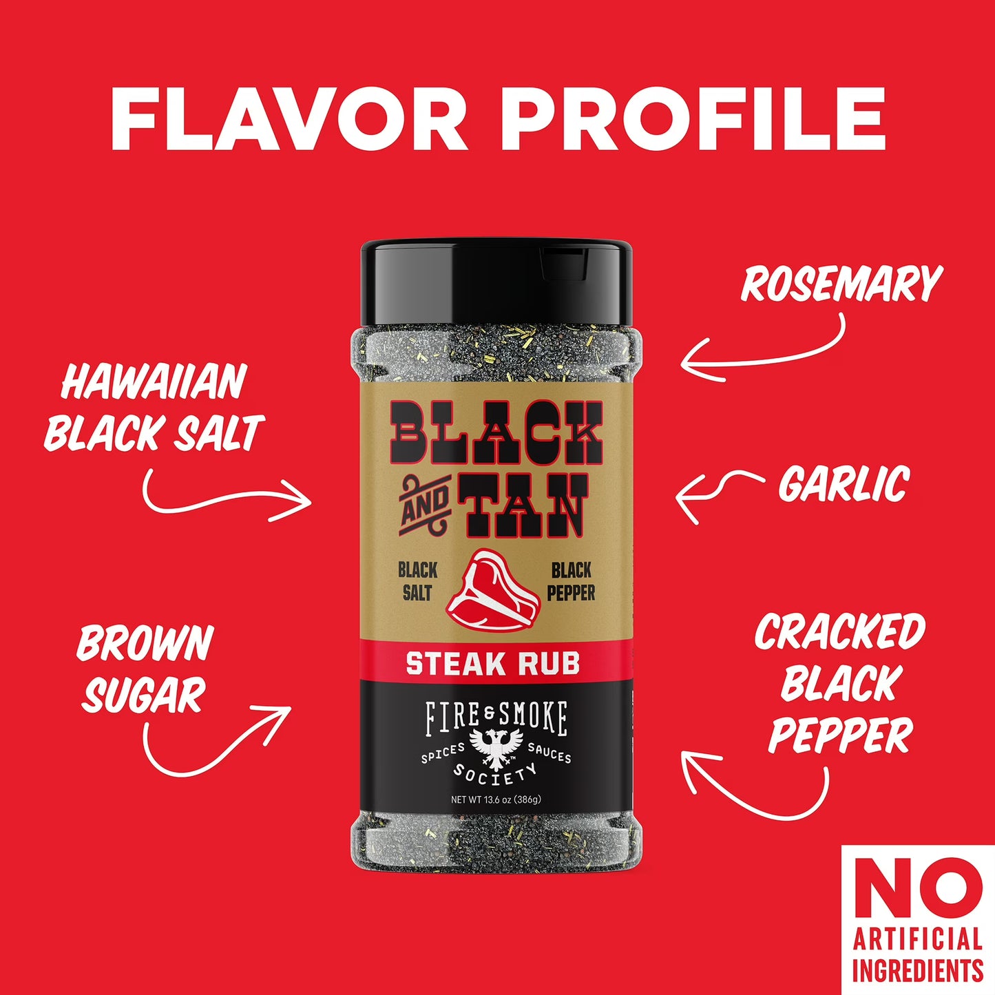 Fire & Smoke Society Black & Tan, Beef and Steak Rub, 13.6 Ounce