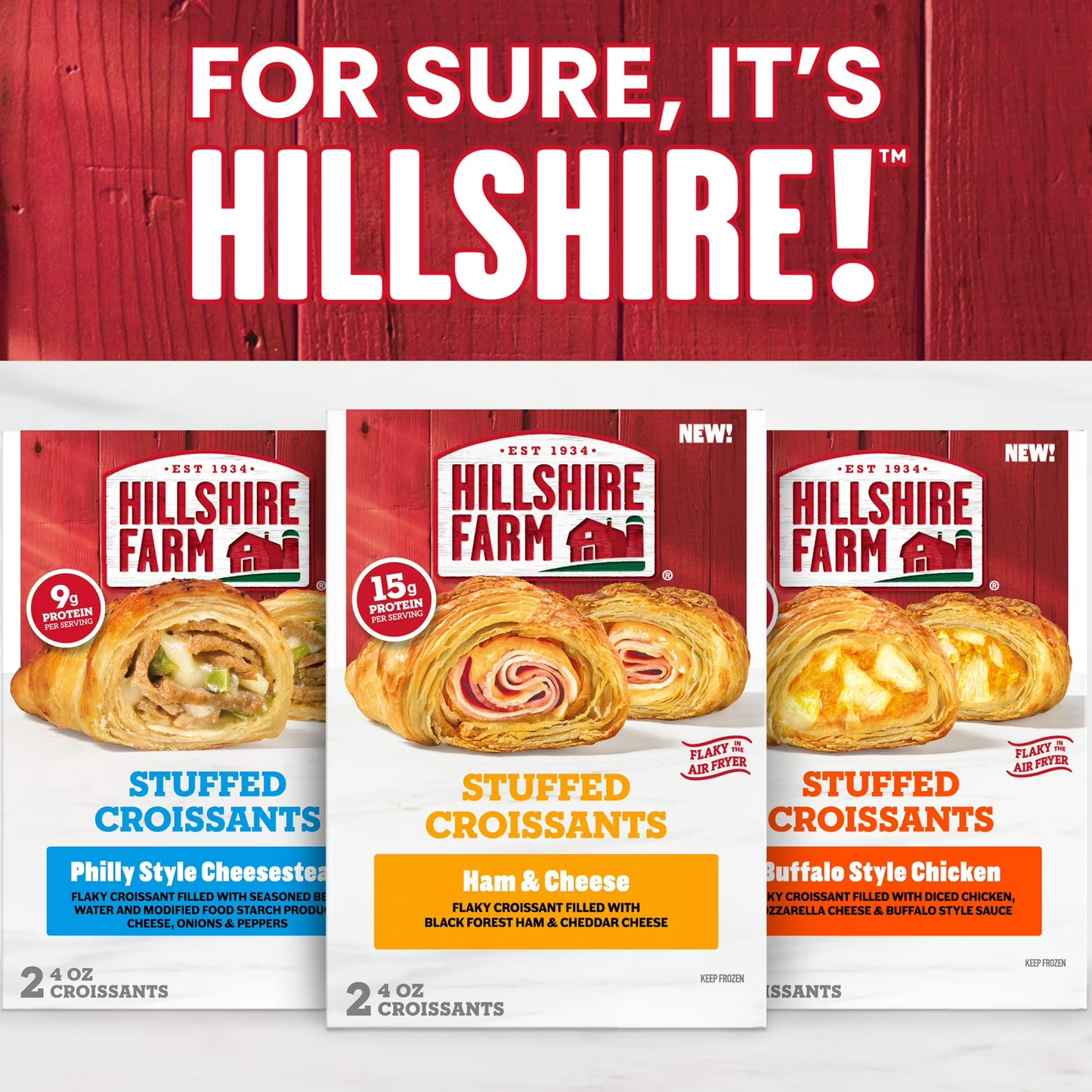 Hillshire Farm Ham & Cheese Stuffed Croissants, 8 oz, 2 Count (Frozen)