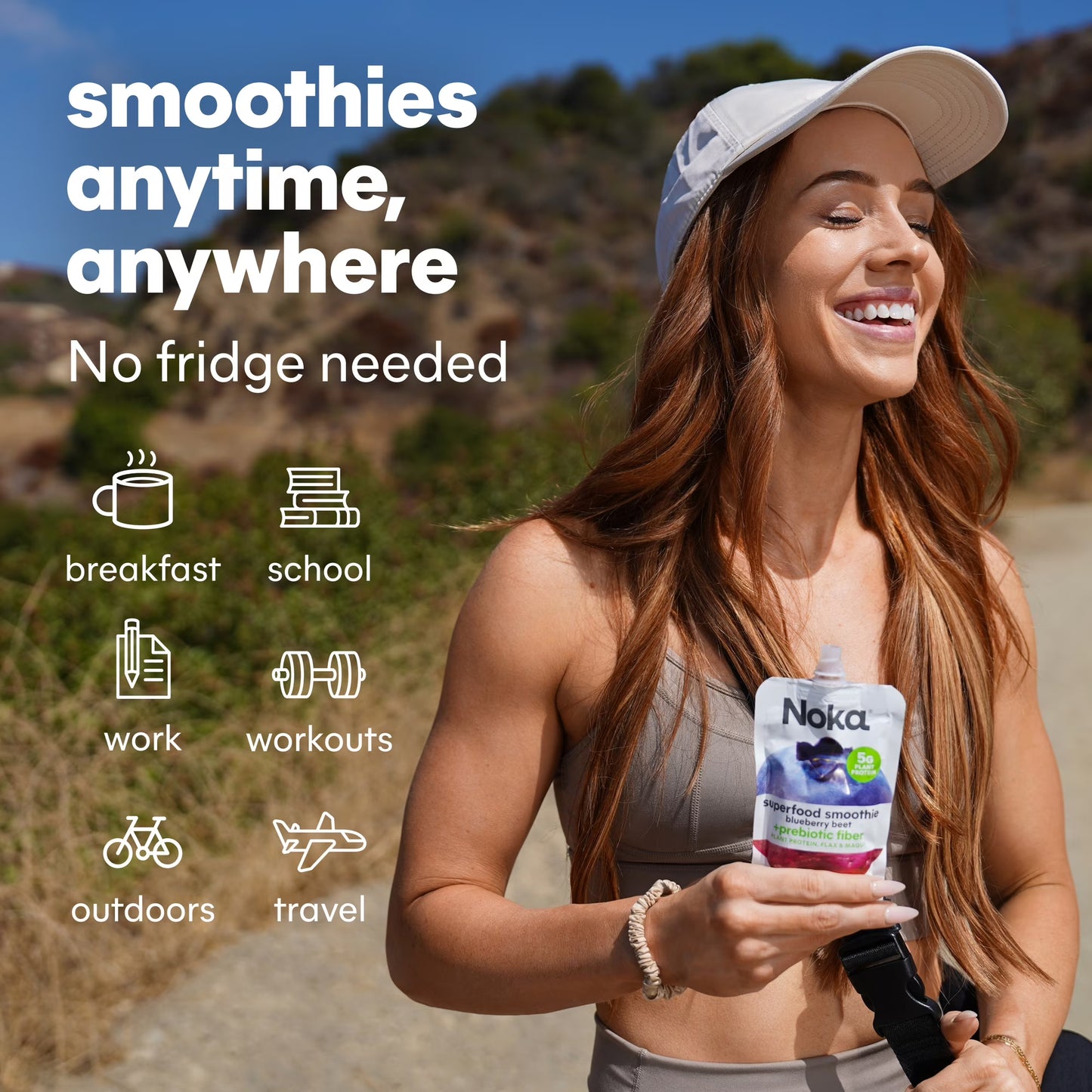 Noka Organic Superfood Smoothie Pouches, Plant Protein, Super Berry, 4.22oz, 4 Pack