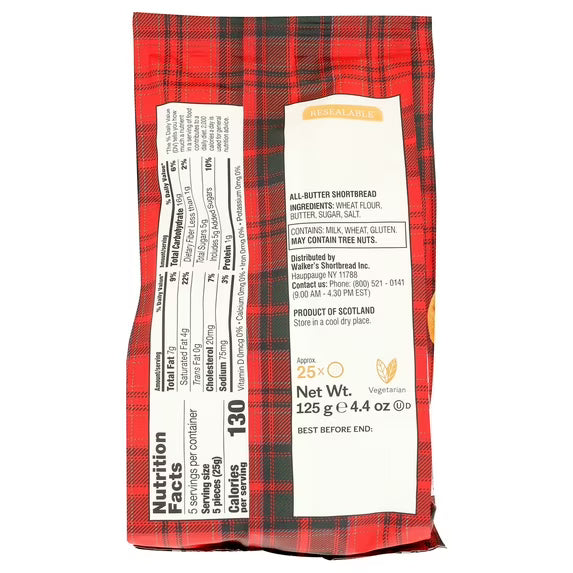 Walker’s Shortbread All-Butter Mini Shortbread Rounds Cookies, Kosher, 25 Count (6 Pack)